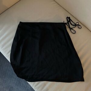 Wilfred Black Satin Mini Skirt with Side Tie